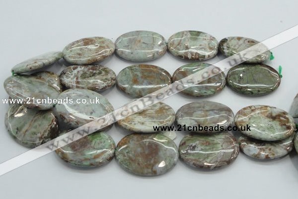 CJA09 15.5 inches 30*40mm oval green jasper beads wholesale