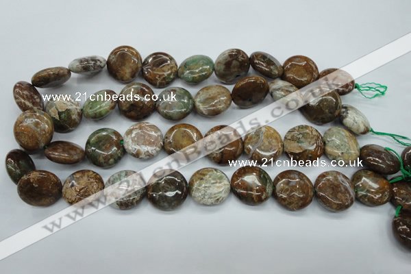 CJA26 15.5 inches 20mm flat round green jasper beads wholesale