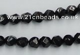 CJB06 16 inches 8mm faceted round natural jet gemstone beads wholesale