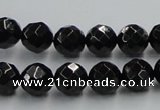 CJB07 16 inches 10mm faceted round natural jet gemstone beads wholesale