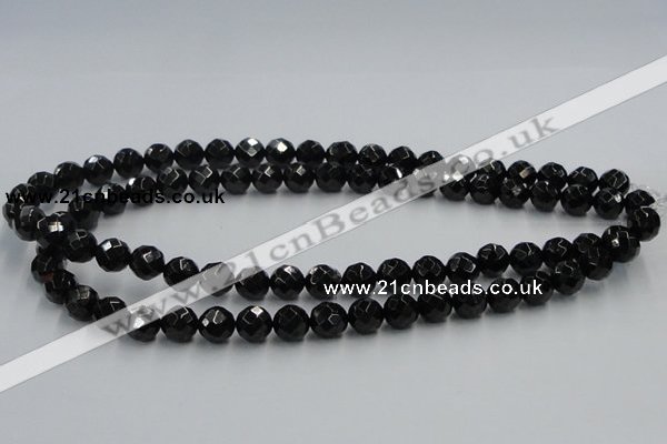 CJB07 16 inches 10mm faceted round natural jet gemstone beads wholesale