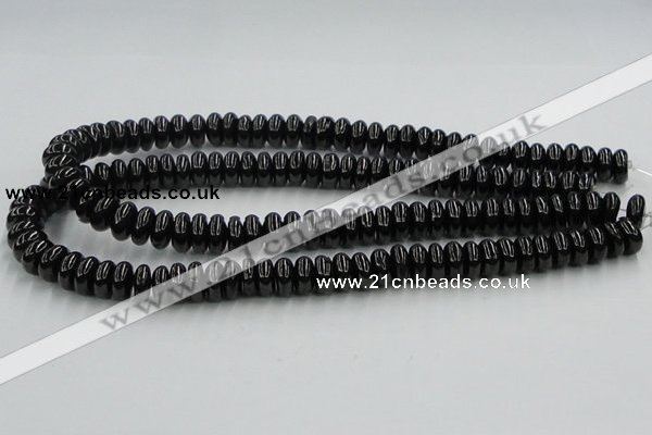 CJB11 16 inches 6*12mm rondelle natural jet gemstone beads wholesale