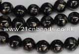 CJB152 15.5 inches 10mm round natural jet & pyrite gemstone beads