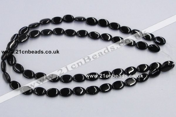 CJB17 16 inches 10*14mm oval natural jet gemstone beads wholesale