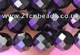 CJB200 15.5 inches 5mm faceted round jet beads wholesale