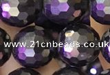 CJB203 15.5 inches 10mm faceted round jet beads wholesale