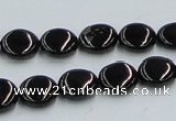 CJB21 16 inches 12mm flat round natural jet gemstone beads wholesale