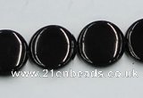 CJB22 16 inches 18mm flat round natural jet gemstone beads wholesale