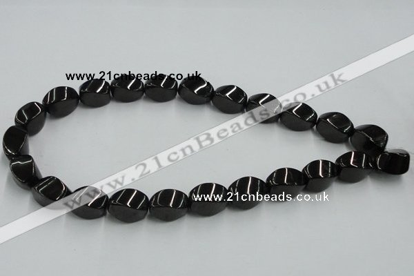 CJB36 16 inches 12*18mm twisted rice natural jet gemstone beads