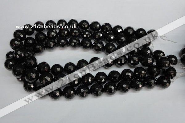 CJB47 15.5 inches 16mm faceted round natural jet gemstone beads