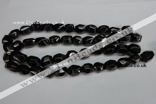 CJB56 15.5 inches 13*18mm faceted nuggets natural jet gemstone beads