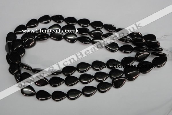 CJB69 15.5 inches 13*18mm flat teardrop natural jet gemstone beads