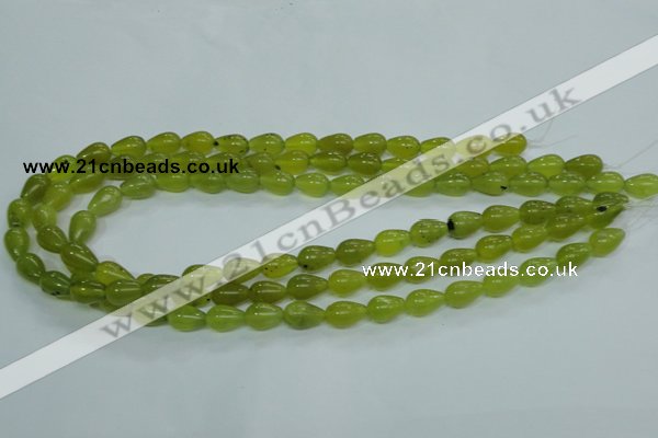 CKA106 15.5 inches 8*12mm teardrop Korean jade gemstone beads