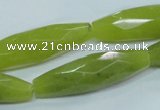 CKA111 15.5 inches 11*40mm faceted rice Korean jade gemstone beads