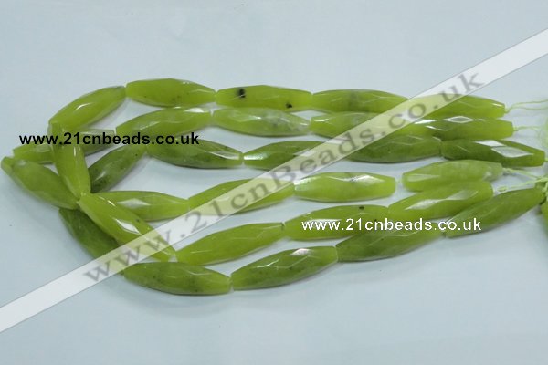 CKA111 15.5 inches 11*40mm faceted rice Korean jade gemstone beads