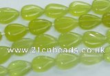 CKA112 15.5 inches 8*12mm flat teardrop Korean jade gemstone beads