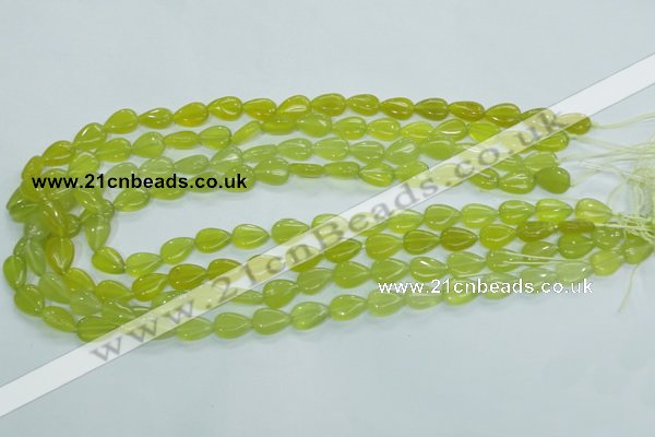 CKA112 15.5 inches 8*12mm flat teardrop Korean jade gemstone beads