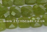 CKA116 15.5 inches 14*14mm faceted square Korean jade beads