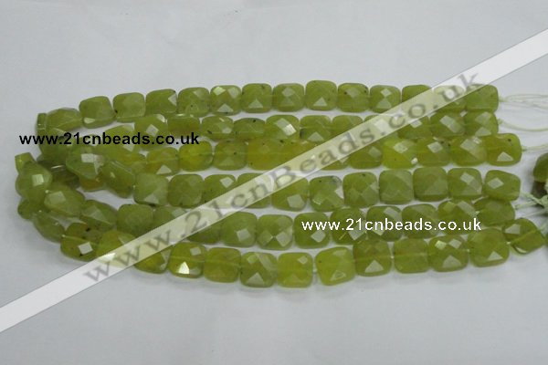 CKA116 15.5 inches 14*14mm faceted square Korean jade beads