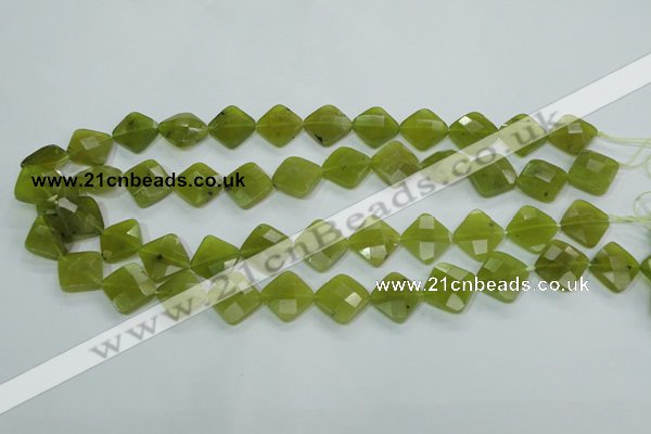 CKA117 15.5 inches 14*14mm faceted diamond Korean jade beads