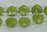 CKA119 Top-drilled 13*13mm faceted flat teardrop Korean jade beads