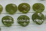 CKA120 Top-drilled 16*16mm faceted flat teardrop Korean jade beads