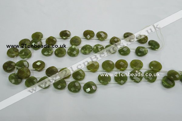 CKA120 Top-drilled 16*16mm faceted flat teardrop Korean jade beads