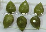 CKA121 Top-drilled 12*17mm faceted teardrop Korean jade beads