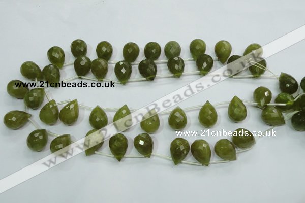 CKA121 Top-drilled 12*17mm faceted teardrop Korean jade beads