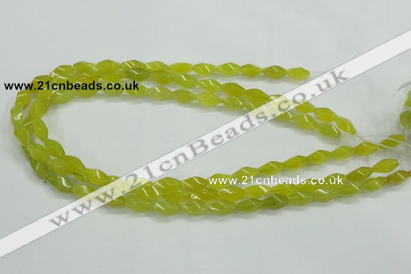 CKA21 15.5 inches 6*12mm twisted rice Korean jade gemstone beads