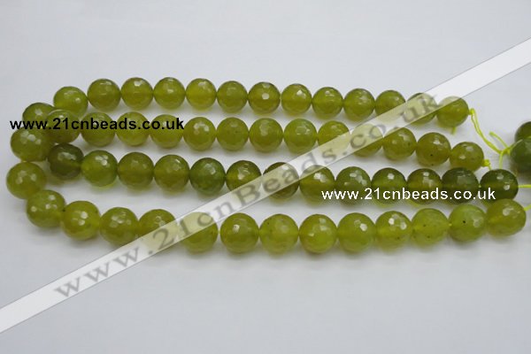 CKA220 15.5 inches 14mm faceted round Korean jade gemstone beads