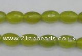 CKA226 15.5 inches 8*12mm faceted rice Korean jade gemstone beads