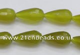 CKA229 15.5 inches 10*20mm faceted teardrop Korean jade gemstone beads