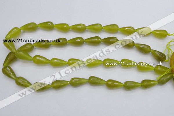 CKA229 15.5 inches 10*20mm faceted teardrop Korean jade gemstone beads