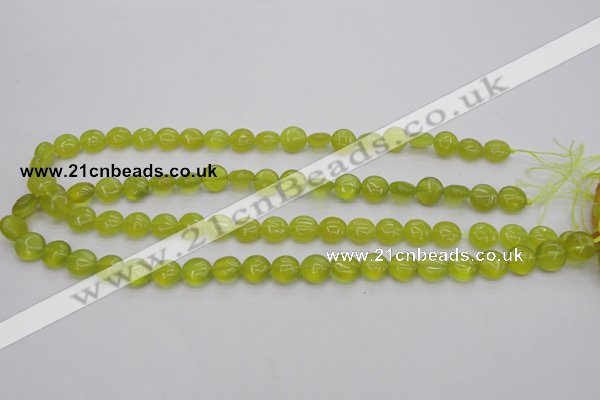 CKA235 15.5 inches 10mm flat round Korean jade gemstone beads