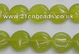 CKA237 15.5 inches 14mm flat round Korean jade gemstone beads