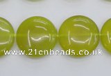 CKA238 15.5 inches 20mm flat round Korean jade gemstone beads