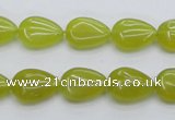 CKA255 15.5 inches 10*14mm flat teardrop Korean jade gemstone beads