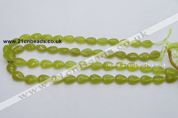 CKA255 15.5 inches 10*14mm flat teardrop Korean jade gemstone beads