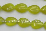 CKA256 15.5 inches 12*16mm flat teardrop Korean jade gemstone beads