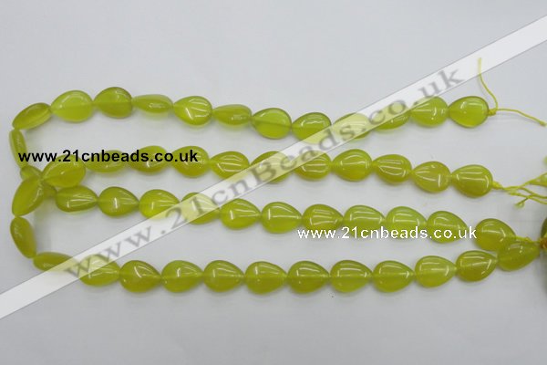 CKA256 15.5 inches 12*16mm flat teardrop Korean jade gemstone beads