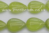 CKA257 15.5 inches 15*20mm flat teardrop Korean jade gemstone beads