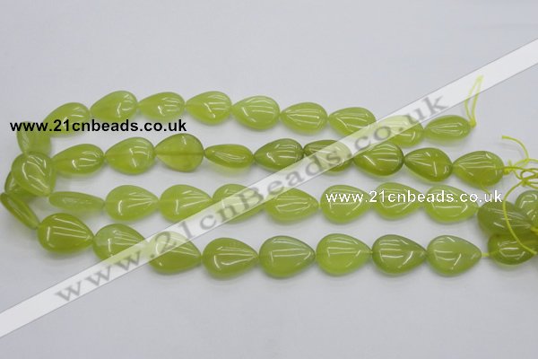 CKA257 15.5 inches 15*20mm flat teardrop Korean jade gemstone beads