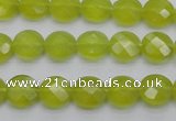 CKA265 15.5 inches 10mm faceted coin Korean jade gemstone beads