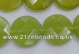 CKA267 15.5 inches 20mm faceted coin Korean jade gemstone beads