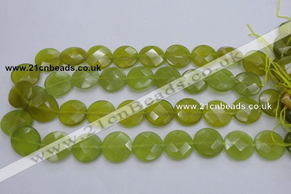 CKA267 15.5 inches 20mm faceted coin Korean jade gemstone beads