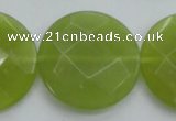 CKA268 15.5 inches 30mm faceted coin Korean jade gemstone beads