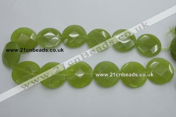 CKA268 15.5 inches 30mm faceted coin Korean jade gemstone beads