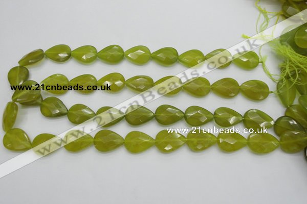 CKA275 15.5 inches 15*20mm faceted flat teardrop Korean jade gemstone beads