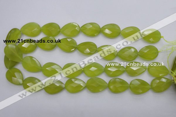 CKA276 15.5 inches 18*25mm faceted flat teardrop Korean jade gemstone beads